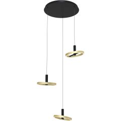 Aviano Brest 5016304 lampa wisząca 3x7 W czarna-złota