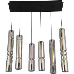 Aviano Cilindro 62230610 lampa wisząca 6x9 W czarna-chrom-przydymiona