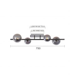 Aviano Sevilla 92140410 lampa podsufitowa 4x3 W czarna-chrom