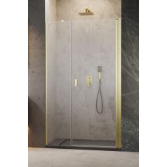 Radaway Nes Brushed Gold DWS 100281409901R drzwi prysznicowe 140 cm uchylne złoty szczotkowany/szkło przezroczyste