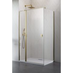 Radaway Nes Brushed Gold KDJ 100321009901L drzwi prysznicowe 100 cm uchylne złoty szczotkowany/szkło przezroczyste