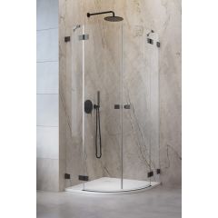 Radaway Essenza Pro Brushed Gunmetal KDD 100951009201L kabina prysznicowa część lewa 100x100 cm półokrągła szczotkowany/szkło przezroczyste
