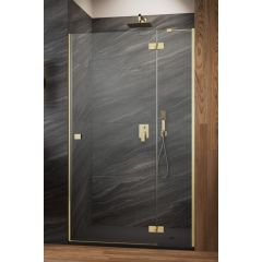 Radaway Essenza Pro Brushed Gold DWJ 13850149901R drzwi prysznicowe 130 cm uchylne złoty szczotkowany/szkło przezroczyste