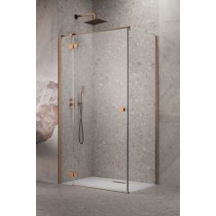 Radaway Essenza Brushed Copper KDJ 13850449301L drzwi prysznicowe 90 cm uchylne miedź szczotkowany/szkło przezroczyste