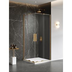 New Trendy Smart Gold Brushed EXK7596 kabina prysznicowa 90x80 cm prostokątna złoty szczotkowany/szkło przezroczyste