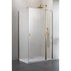 Radaway Nes Brushed Gold KDJ 100320909901R drzwi prysznicowe 90 cm uchylne złoty szczotkowany/szkło przezroczyste