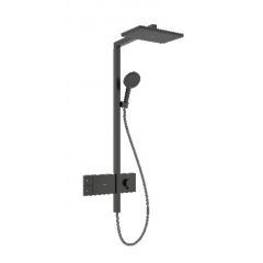 Hansgrohe Raindance Alive Q 24580340 zestaw prysznicowy ścienny termostatyczny z deszczownicą chrom-czarny