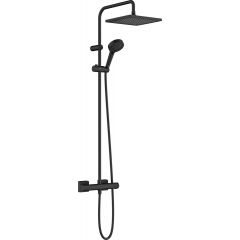 Hansgrohe Vernis Shape 26429670 zestaw prysznicowy ścienny termostatyczny z deszczownicą czarny