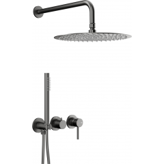 KFA Armatura Moza Gun Metal Grey 503951161 zestaw prysznicowy podtynkowy z deszczownicą grafitowy