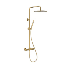 KFA Armatura Moza Brushed Light Gold 573692039 zestaw prysznicowy ścienny termostatyczny z deszczownicą złoty