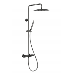 KFA Armatura Moza Gun Metal Grey 573692061 zestaw prysznicowy ścienny termostatyczny z deszczownicą grafitowy