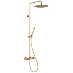 KFA Armatura Moza Brushed Light Gold 573692139 zestaw prysznicowy ścienny termostatyczny z deszczownicą złoty