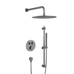 KFA Armatura Moza Gun Metal Grey 573933061 zestaw prysznicowy podtynkowy termostatyczny z deszczownicą grafitowy
