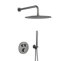 KFA Armatura Moza Gun Metal Grey 573953061 zestaw prysznicowy podtynkowy termostatyczny z deszczownicą grafitowy