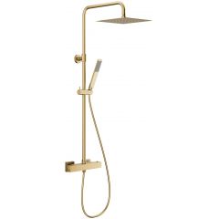 KFA Armatura Logon Brushed Light Gold 574692039 zestaw prysznicowy ścienny termostatyczny z deszczownicą złoty