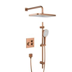 KFA Armatura Malaga Rose Gold 575933034 zestaw prysznicowy podtynkowy termostatyczny z deszczownicą miedź