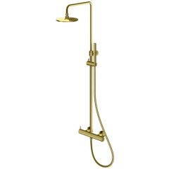 Kohlman Axel Gray QW273AGDB zestaw prysznicowy ścienny termostatyczny z deszczownicą złoty