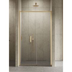New Trendy Prime Gold Brushed D0791A drzwi prysznicowe 130 cm rozsuwane złoty szczotkowany/szkło przezroczyste