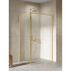 New Trendy Prime D0792A/D0329B kabina prysznicowa 140x80 cm prostokątna złoty szczotkowany/szkło przezroczyste