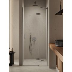 New Trendy Nesta D0936A drzwi prysznicowe 120 cm uchylne szczotkowany/szkło przezroczyste
