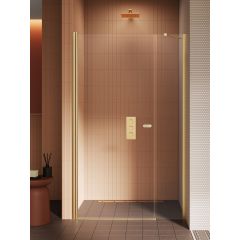New Trendy New Soleo D0944AWP drzwi prysznicowe 110 cm uchylne złoty szczotkowany/szkło przezroczyste