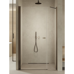 New Trendy New Soleo Gunmetal Brushed D0998A drzwi prysznicowe 140 cm uchylne gunmetal szczotkowany/szkło przezroczyste