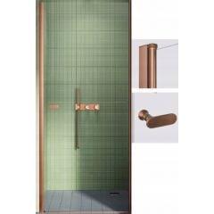 New Trendy New Soleo Copper Brushed D0490A drzwi prysznicowe 80 cm uchylne miedź szczotkowany/szkło przezroczyste