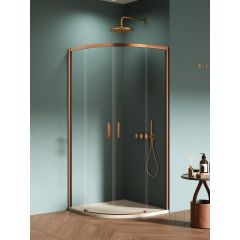 New Trendy Prime K3590 kabina prysznicowa 80x80 cm półokrągła miedź szczotkowany/szkło przezroczyste