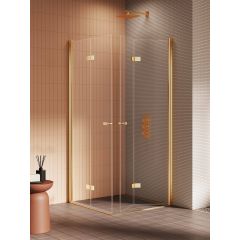New Trendy New Soleo Gold Brushed K4302 kabina prysznicowa 80x80 cm złoty szczotkowany/szkło przezroczyste