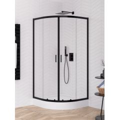 New Trendy Suvia Black K5115 kabina prysznicowa 80x80 cm półokrągła czarny mat/szkło przezroczyste