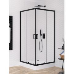 New Trendy Suvia Black K5117 kabina prysznicowa 80x80 cm kwadratowa czarny mat/szkło przezroczyste