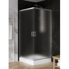 New Trendy Suvia ZS0044 kabina z brodzikiem 90x90 cm kwadratowa chrom połysk/szkło matowe