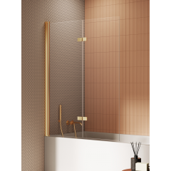 New Trendy New Soleo Gold Brushed P0175 parawan nawannowy 120 cm 2-częściowy złoty szczotkowany/szkło przezroczyste