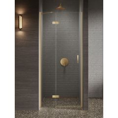 New Trendy Nesta Gold Brushed D0868A drzwi prysznicowe 90 cm uchylne złoty szczotkowany/szkło przezroczyste