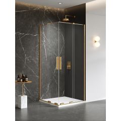 New Trendy Smart Gold Brushed EXK7601 kabina prysznicowa 100x90 cm prostokątna złoty szczotkowany/szkło przezroczyste