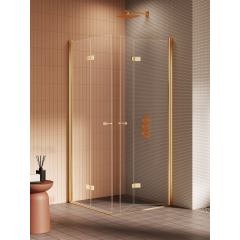 New Trendy New Soleo Gold Brushed K4306 kabina prysznicowa 90x80 cm prostokątna złoty szczotkowany/szkło przezroczyste