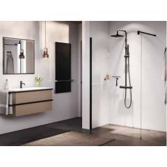 Novellini Giada GIADAH1401H ścianka prysznicowa walk-in 140 cm czarny mat/szkło przezroczyste