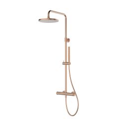Oltens Vassa 36508610 zestaw prysznicowy ścienny termostatyczny z deszczownicą miedź szczotkowana