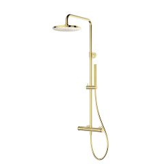 Oltens Vassa 36508800 zestaw prysznicowy ścienny termostatyczny z deszczownicą złoty połysk
