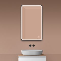 Oltens Nordlis 64117300 lustro 60x100 cm prostokątne z oświetleniem z matą grzewczą czarny
