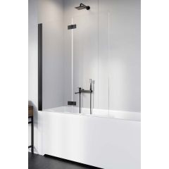 Radaway Nes Black PND I 100101405401L parawan nawannowy 140 cm 2-częściowy czarny mat/szkło przezroczyste