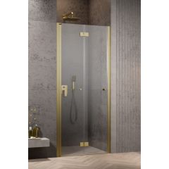 Radaway Nes Brushed Gold DWB 100290809901L drzwi prysznicowe 80 cm składane złoty szczotkowany/szkło przezroczyste