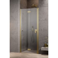 Radaway Nes Brushed Gold DWB 100290809901R drzwi prysznicowe 80 cm składane złoty szczotkowany/szkło przezroczyste