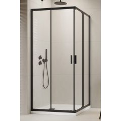 Radaway Alienta Black D 102580905401 kabina prysznicowa 90x80 cm prostokątna czarny mat/szkło przezroczyste