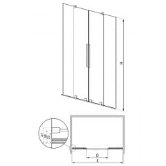 Radaway Furo Black DWD 2023101216100038237 drzwi prysznicowe na wymiar 168 cm rozsuwane czarny mat/szkło przezroczyste