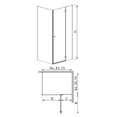 Radaway Torrenta KDJ 20250306211212182624 kabina prysznicowa 100x90 cm kwadratowa chrom połysk/szkło przezroczyste