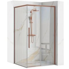 Rea Solar Brush Copper REAK9512 kabina prysznicowa 90x90 cm kwadratowa miedź szczotkowany/szkło przezroczyste
