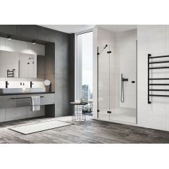 SanSwiss Annea AN13WG09000607 drzwi prysznicowe 90 cm uchylne czarny mat/szkło przezroczyste
