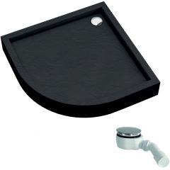 Schedline Favory Plus Black Stone 3STF1O9090CST brodzik półokrągły z syfonem 90x90 cm czarny