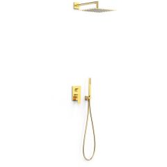 Tres Project 21128004OR zestaw prysznicowy podtynkowy z deszczownicą złoty